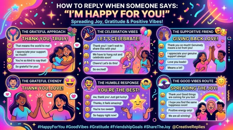 Replies when someone says they’re happy for you