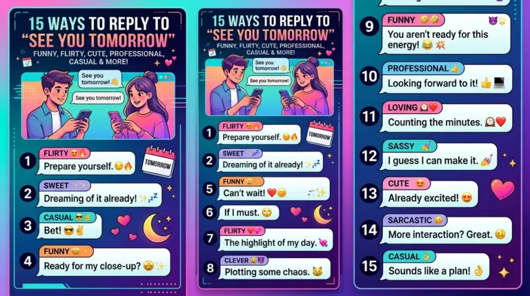 Responses to see you tomorrow