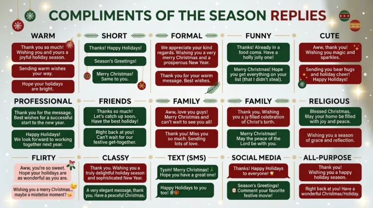 Compliments of the season replies