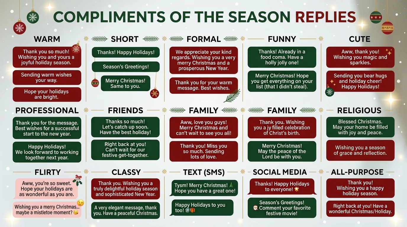 Compliments of the season replies