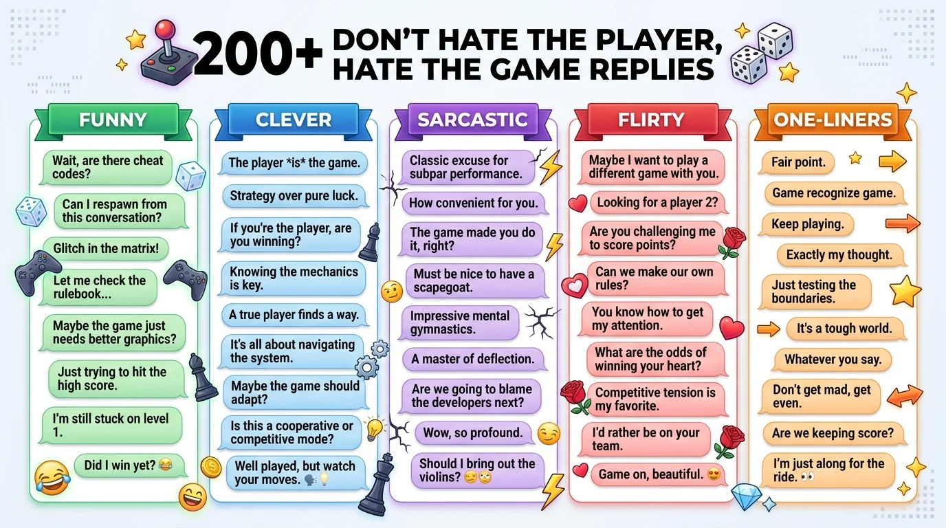 Don’t hate the player hate the game replies