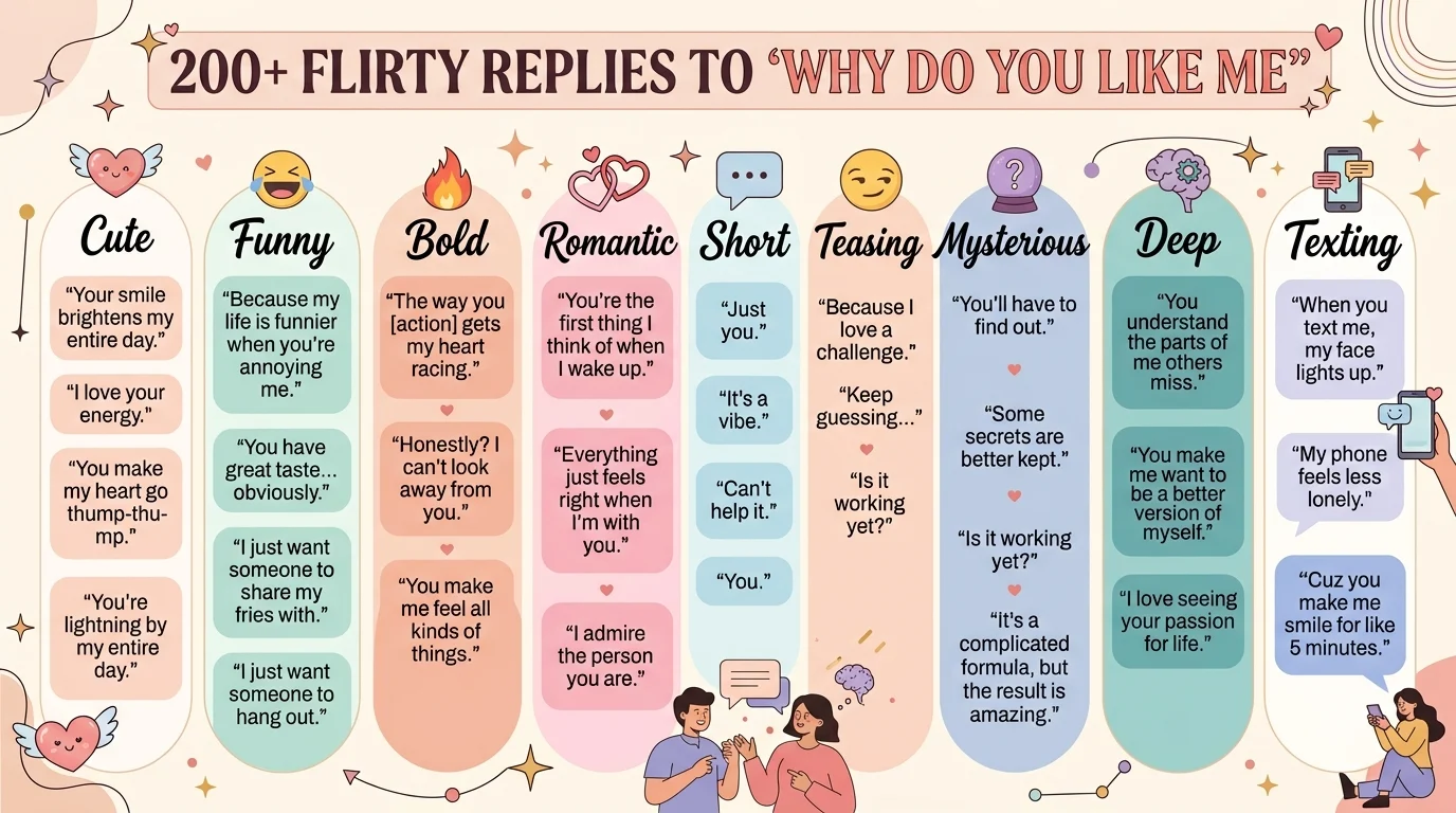 Flirty replies to why do you like me