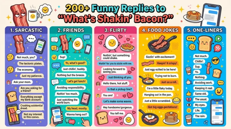 Funny replies to whatâs shakin bacon
