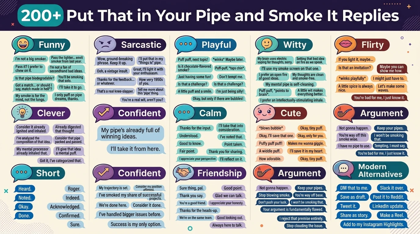 Put that in your pipe and smoke it replies