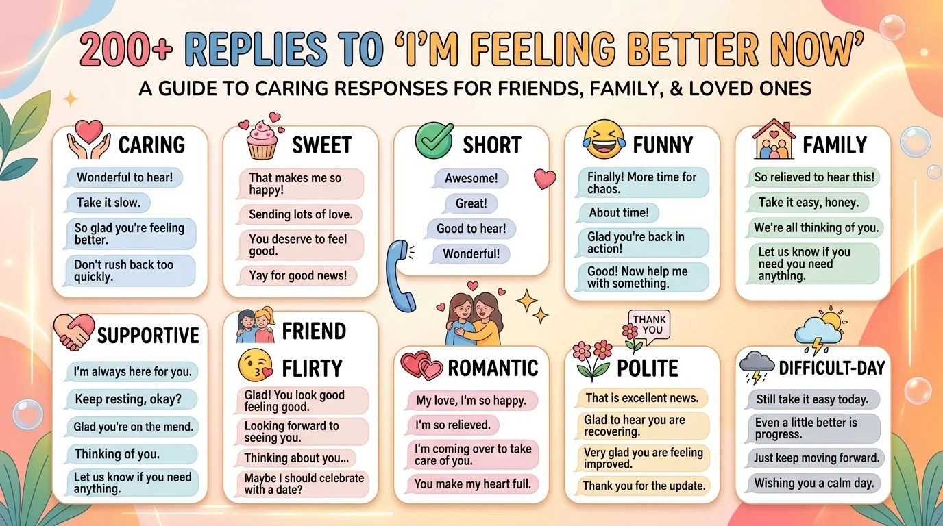 Replies to I’m feeling better now