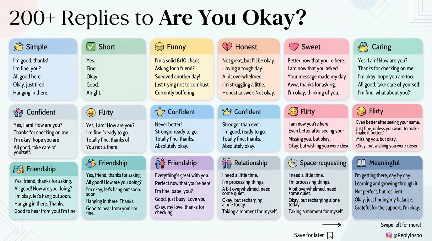 Replies to are you okay