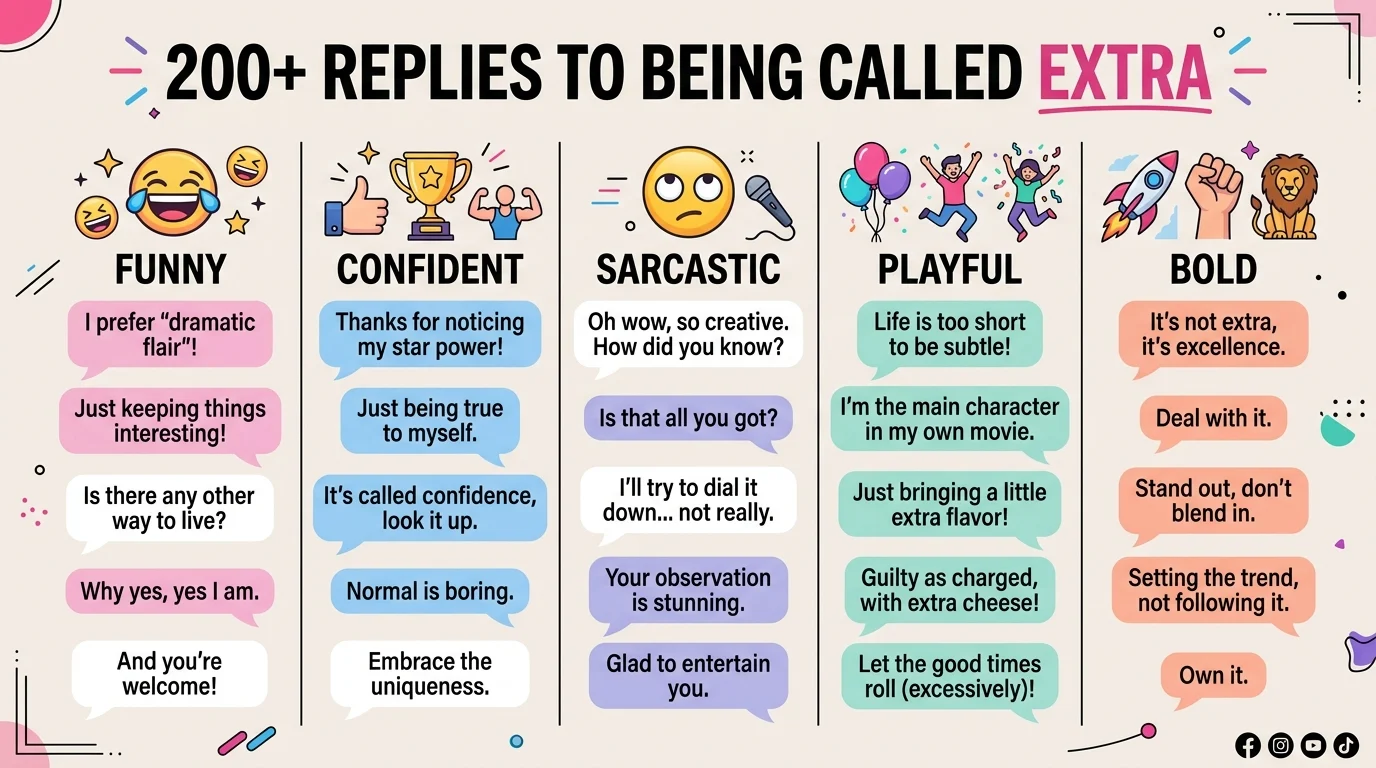 Replies to being called extra