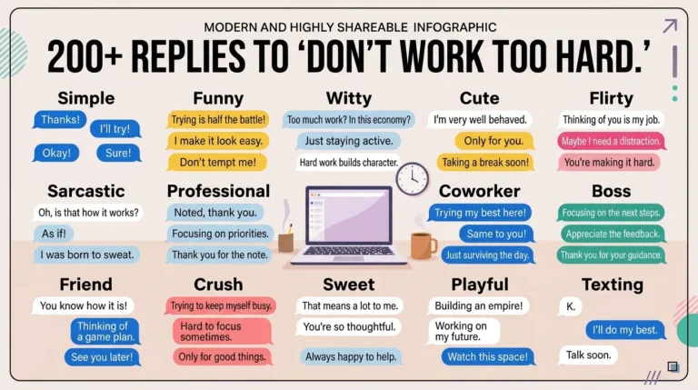 Replies to “don’t work too hard”