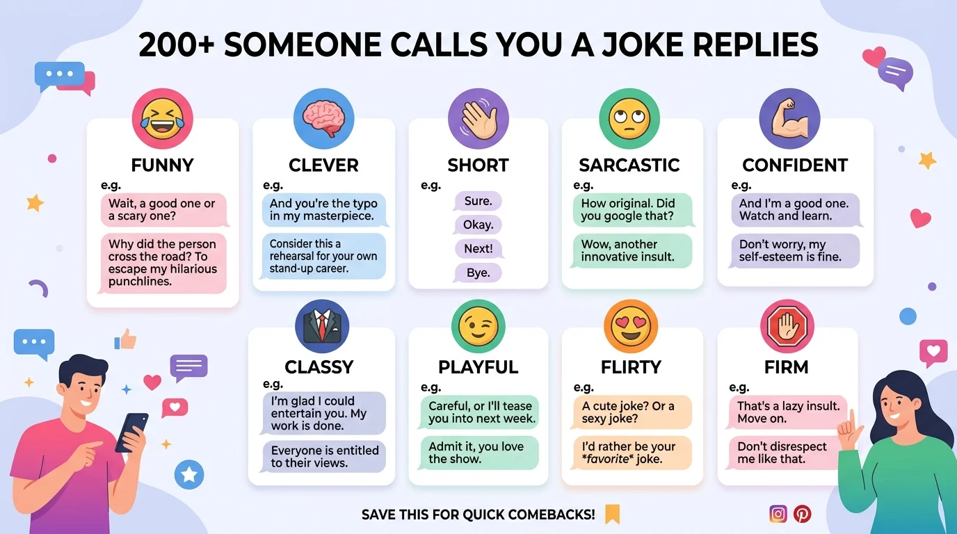 Someone calls you a joke replies