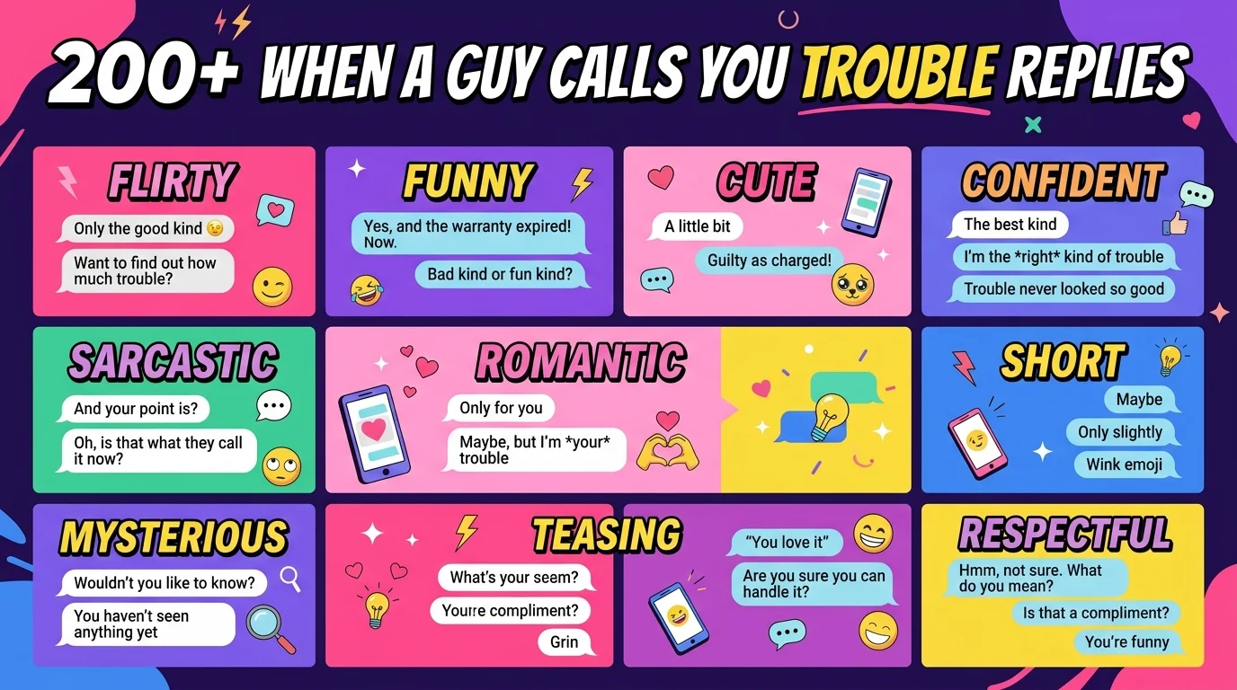 When a guy calls you trouble replies