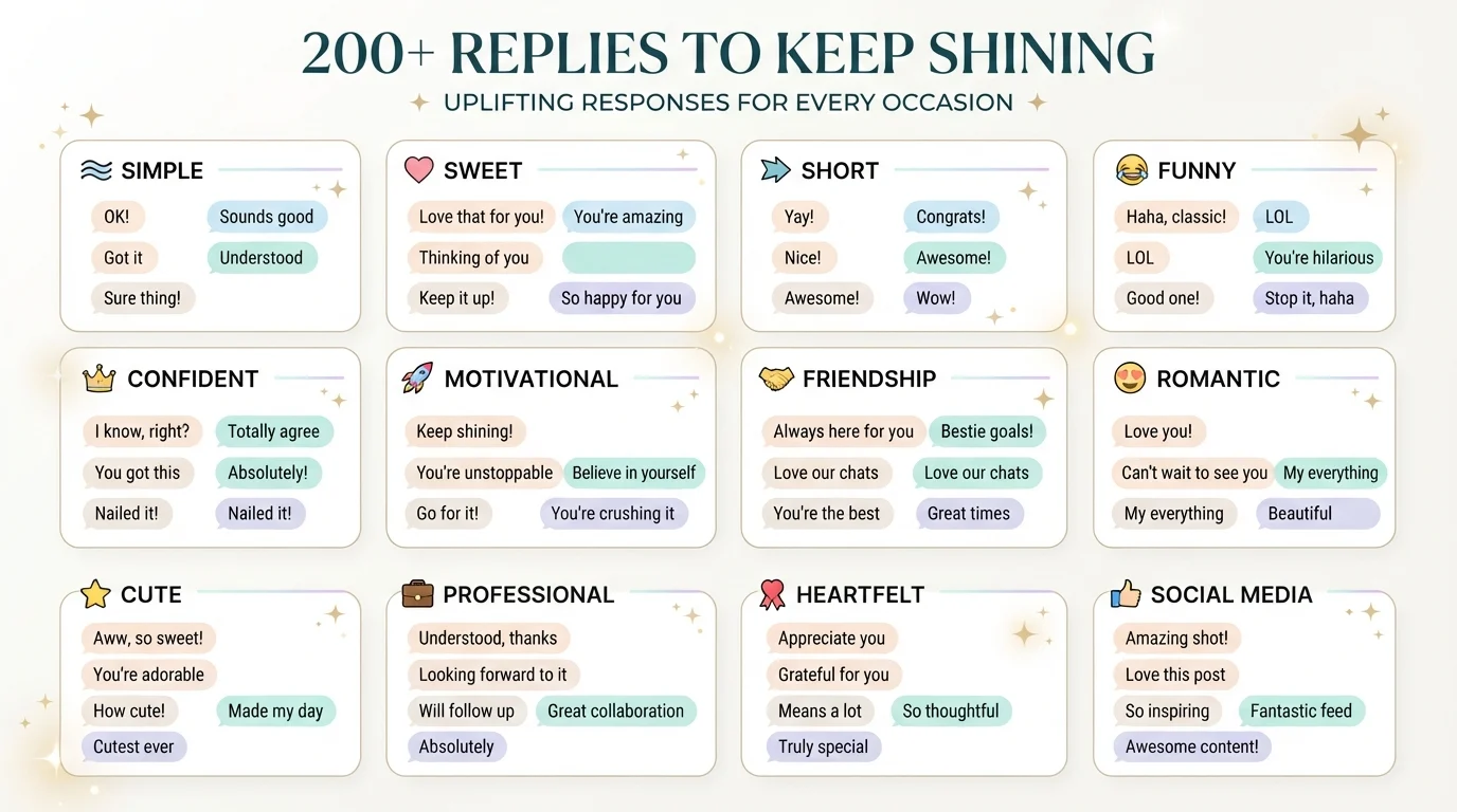 Replies to keep shining